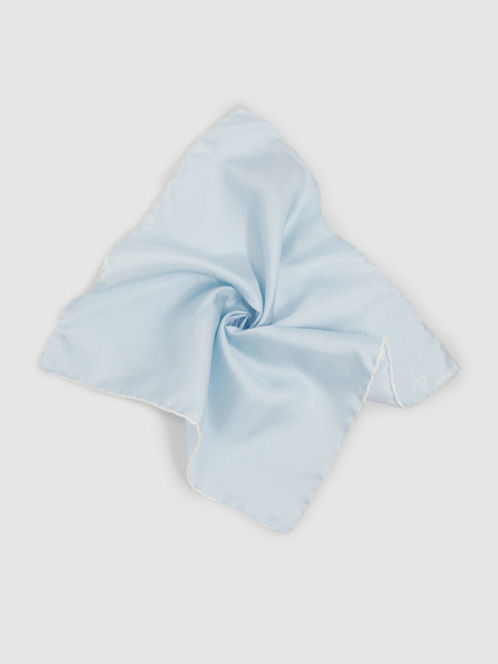 Men Polka Dot Silk Pocket Square in Light Blue