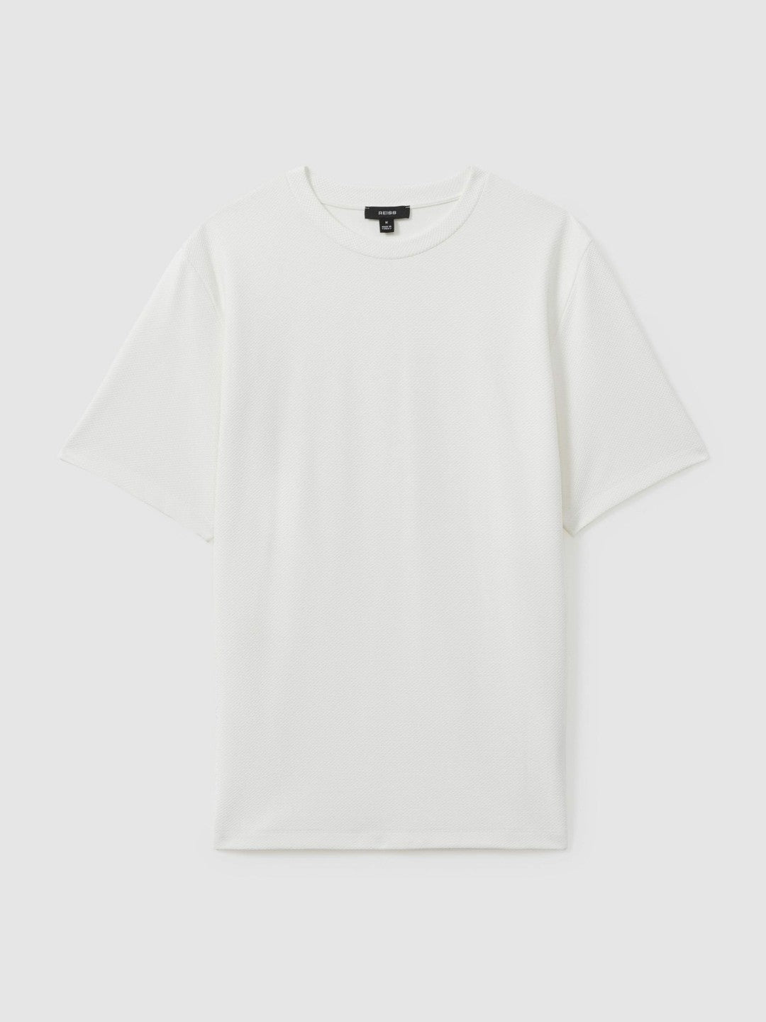 Men Textured Crew-Neck T-Shirt in Off White