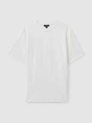 Men Textured Crew-Neck T-Shirt in Off White