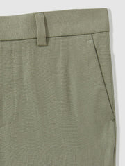 Children & Baby 3-9 yrs Slim Fit Linen Adjustable Trousers in Apple