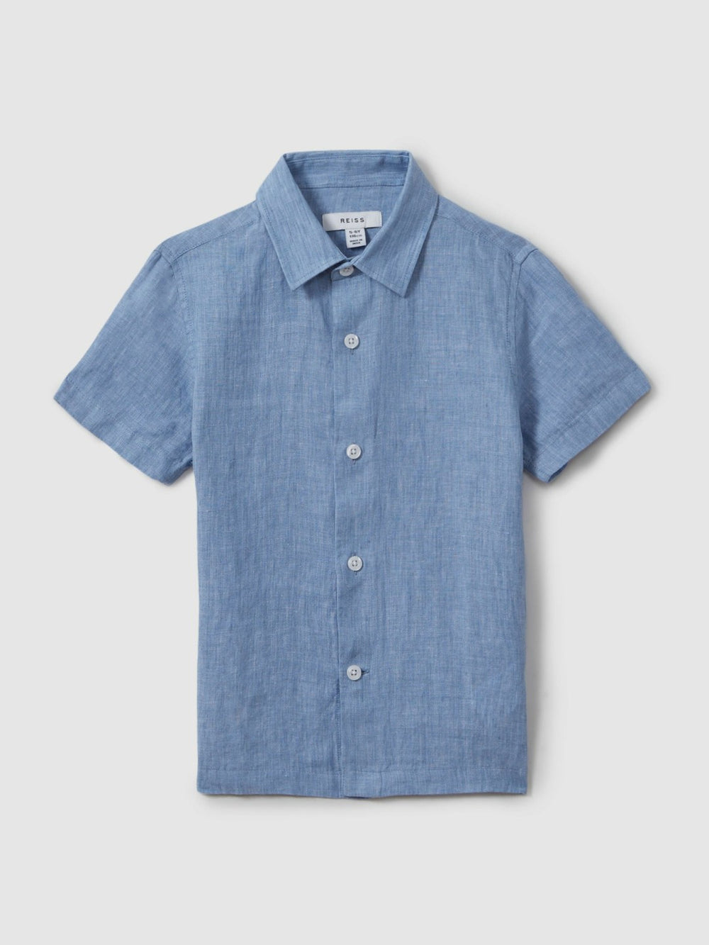 Children & Baby 3-9 yrs Short Sleeve Linen Shirt in Sky Blue