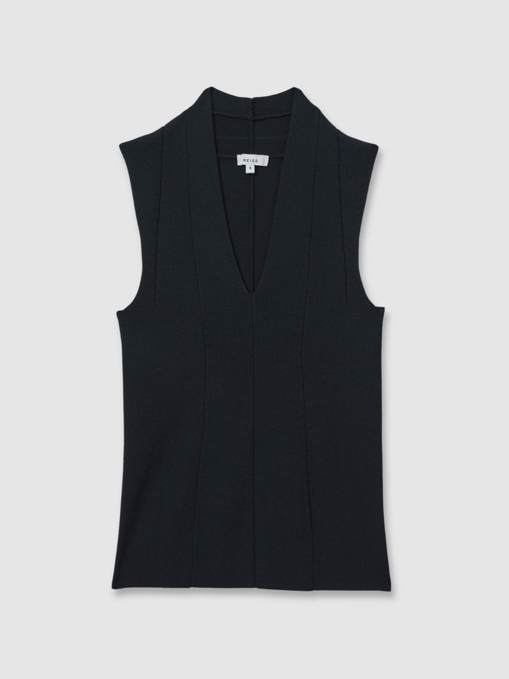 Women Knitted Sleeveless V-Neck Vest in Navy