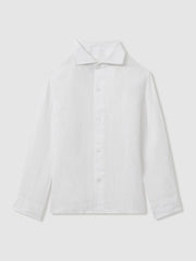 Children & Baby 3-9 yrs Linen Cutaway Collar Shirt in White