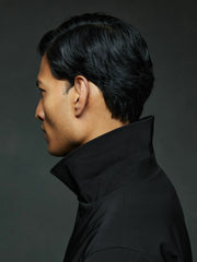Men Hybrid Removable Funnel Neck Overcoat in Black