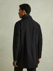 Men Hybrid Removable Funnel Neck Overcoat in Black