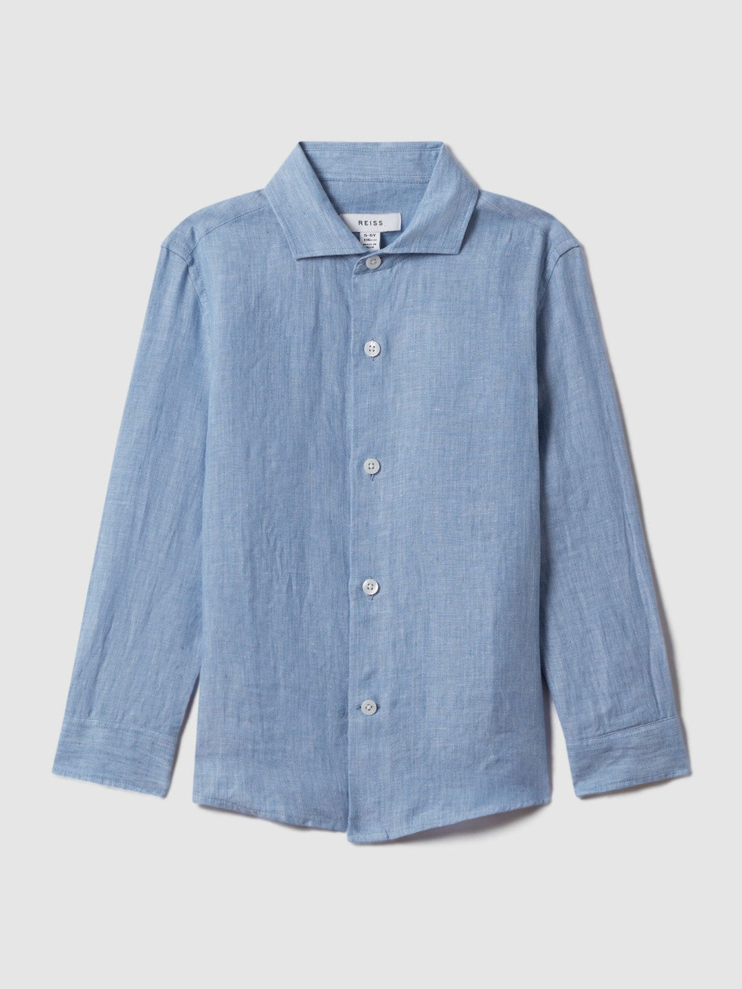 Children & Baby 3-9 yrs Linen Cutaway Collar Shirt in Sky Blue
