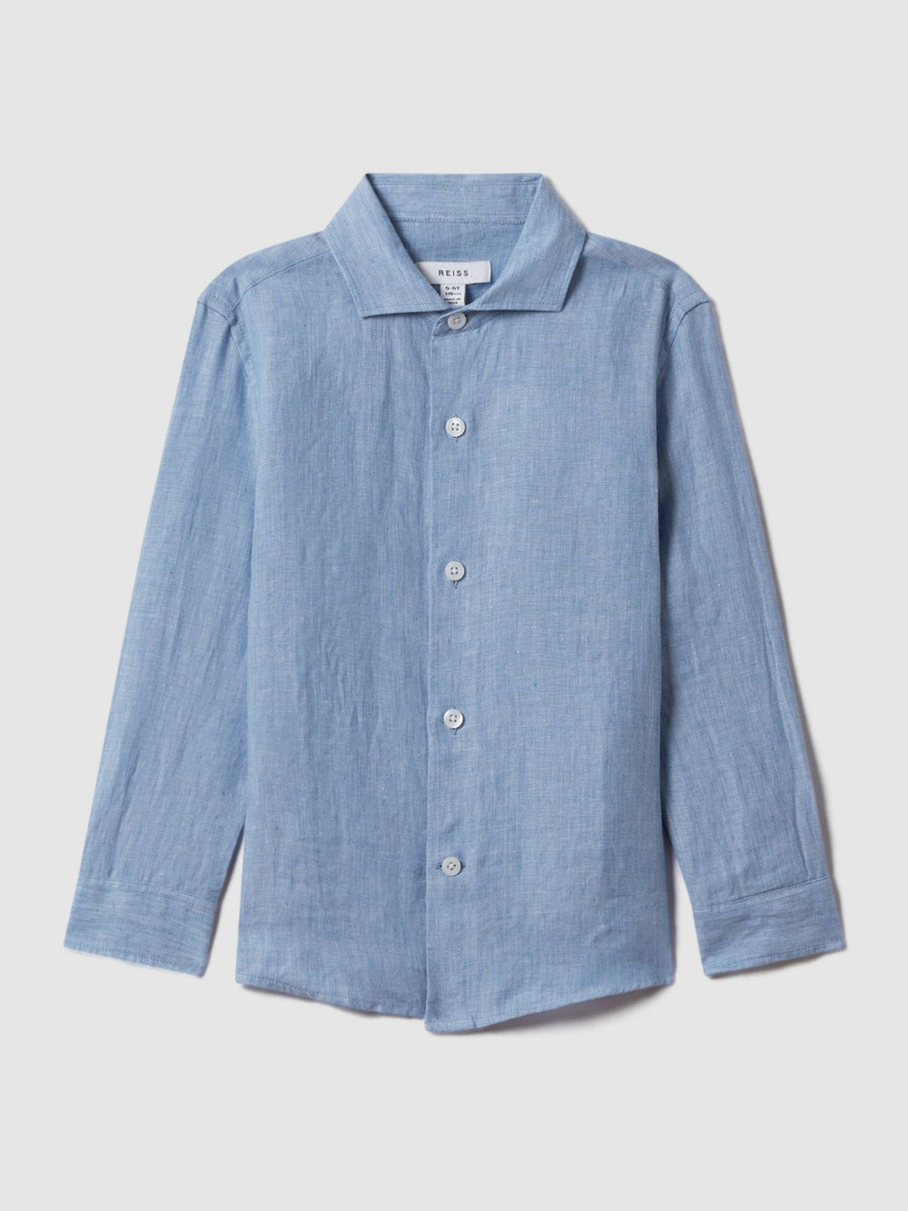 Children & Baby 9-13 yrs Linen Cutaway Collar Shirt in Sky Blue