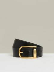 Women Leather Half Keeper Belt in Black