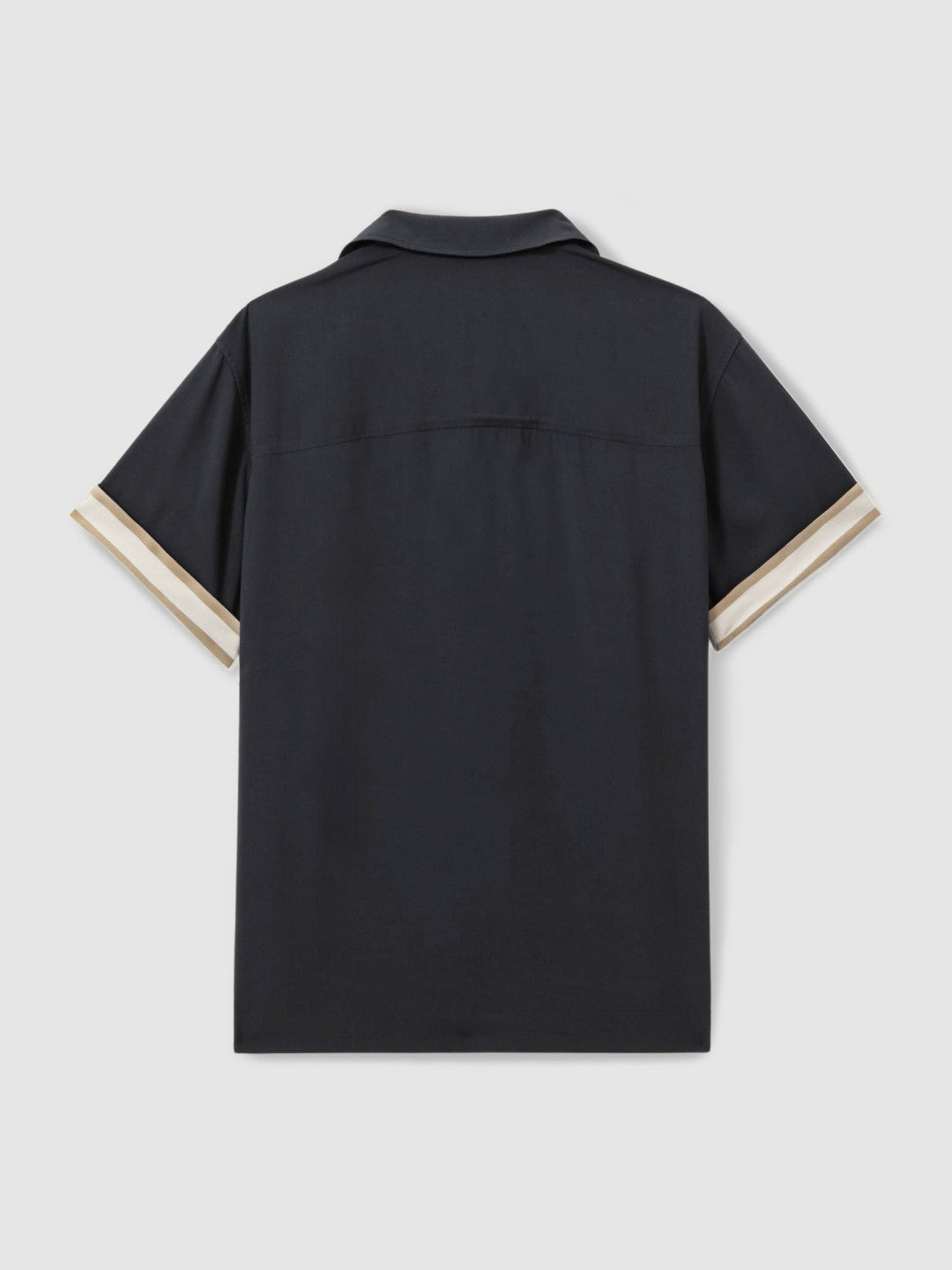 Men | Ché Cuff Detail Cuban Collar Shirt in Navy