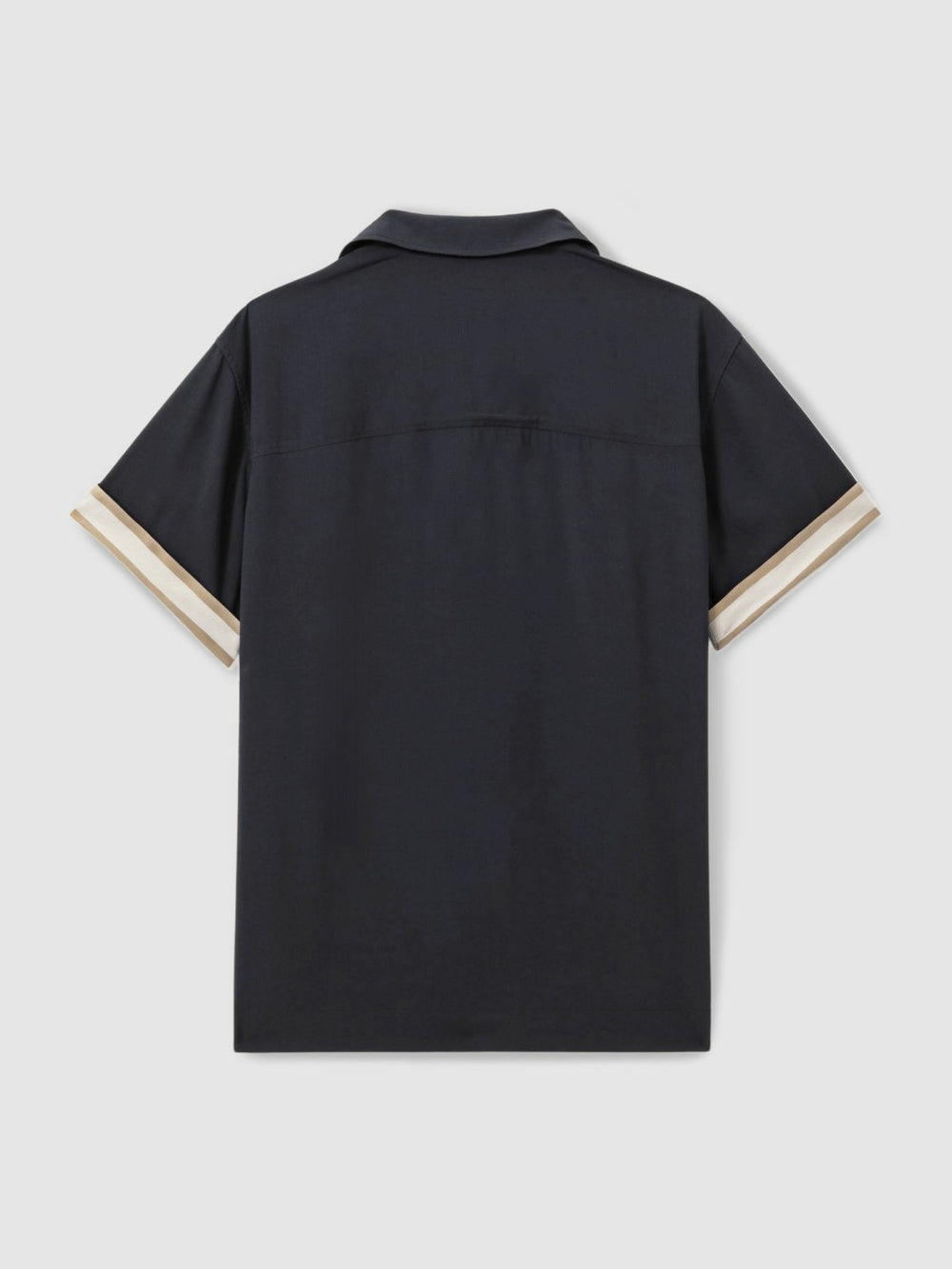 Men | Ché Cuff Detail Cuban Collar Shirt in Navy