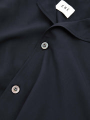 Men | Ché Cuff Detail Cuban Collar Shirt in Navy