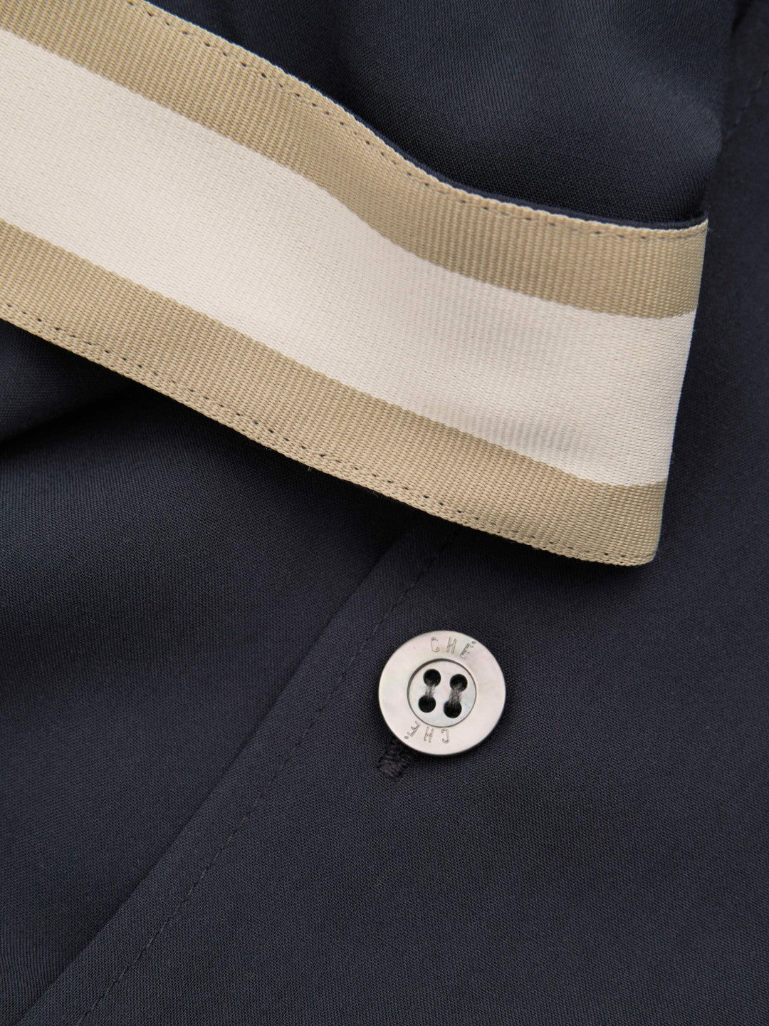 Men | Ché Cuff Detail Cuban Collar Shirt in Navy