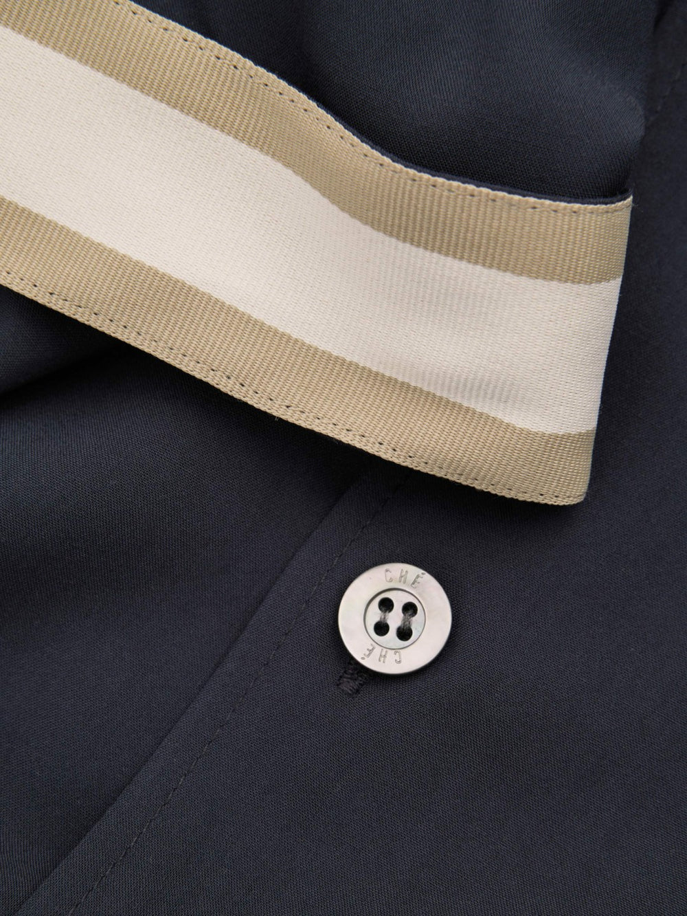 Men | Ché Cuff Detail Cuban Collar Shirt in Navy