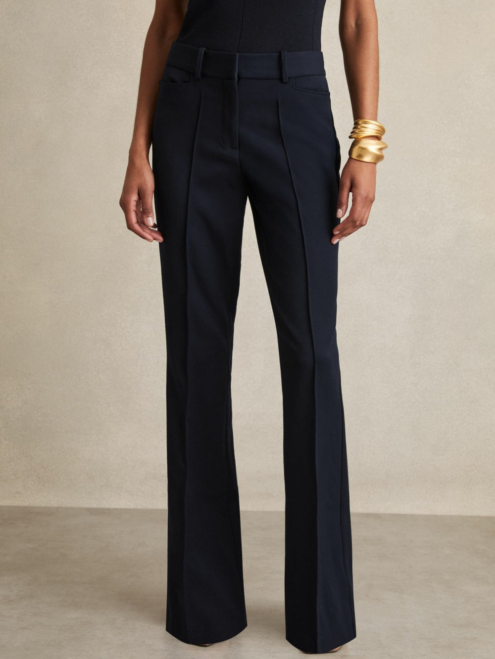 Women Flared Suit Trousers in Navy