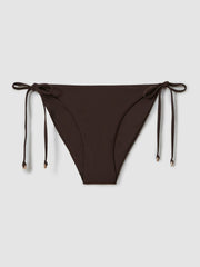 Women Side Tie Bikini Bottoms in Chocolate