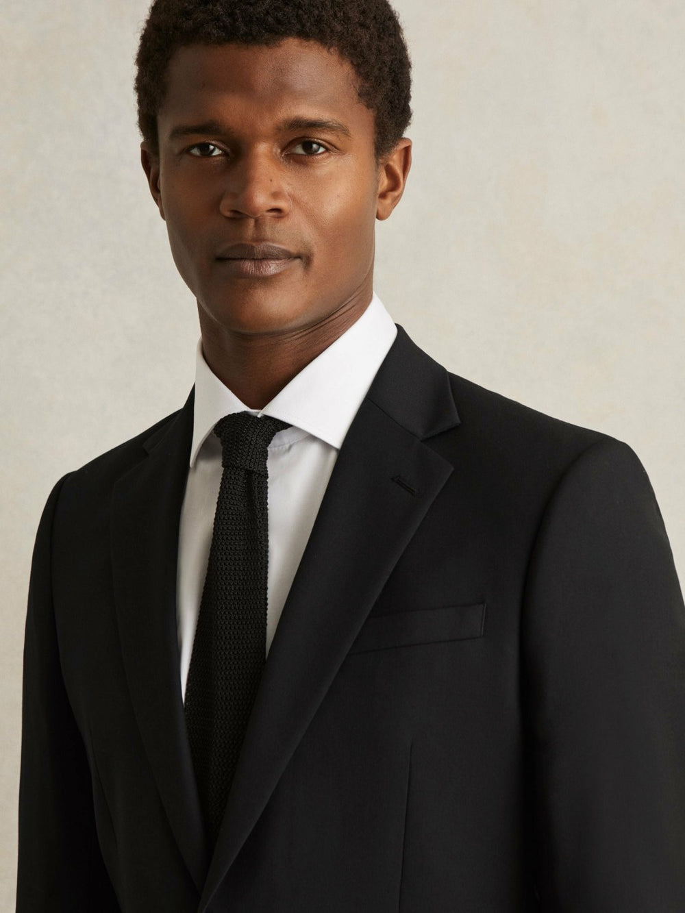 Men Wool-Blend Single-Breasted Suit Jacket Slim-Fit in Black