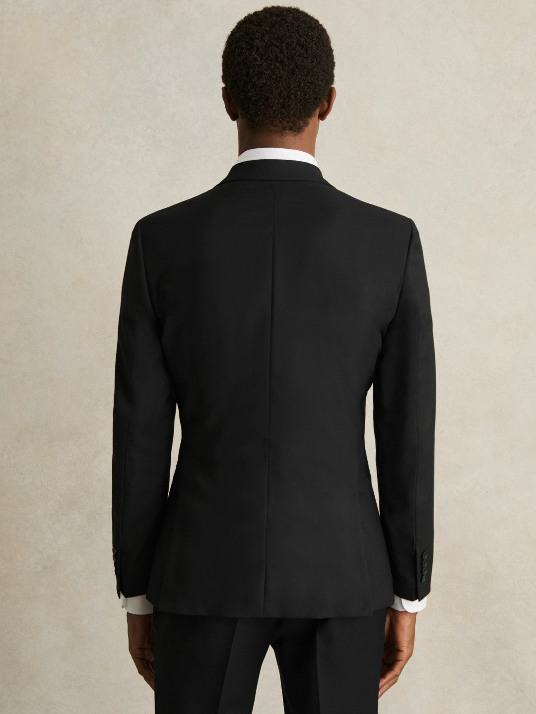 Men Wool-Blend Single-Breasted Suit Jacket Slim-Fit in Black