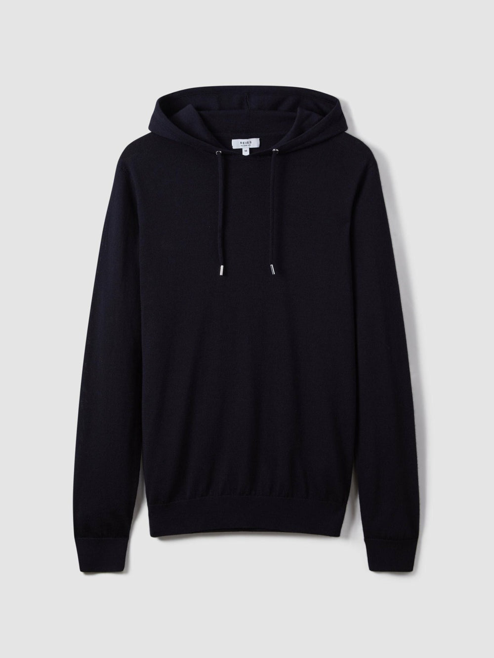 Men Merino Wool Drawstring Hoodie in Navy