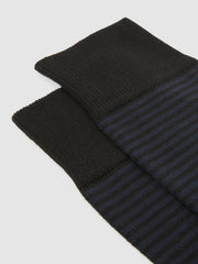 Men Striped Socks in Black/Navy