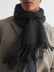 Men Wool and Cashmere Scarf in Charcoal