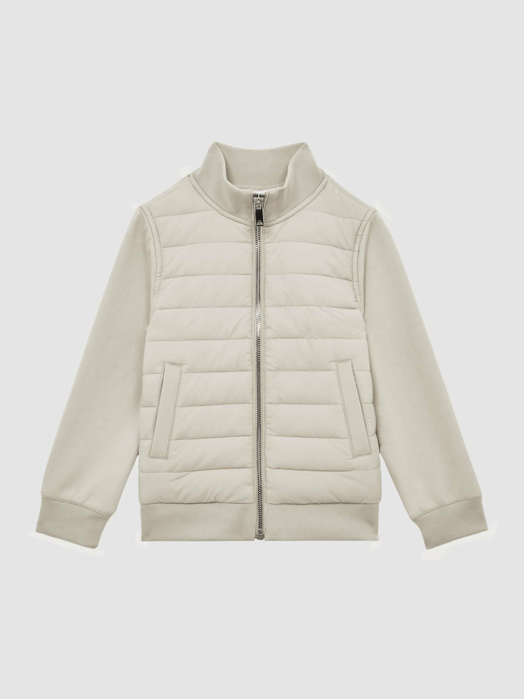 Children & Baby 3-9 yrs Funnel Neck Quilted Hybrid Jacket in Stone