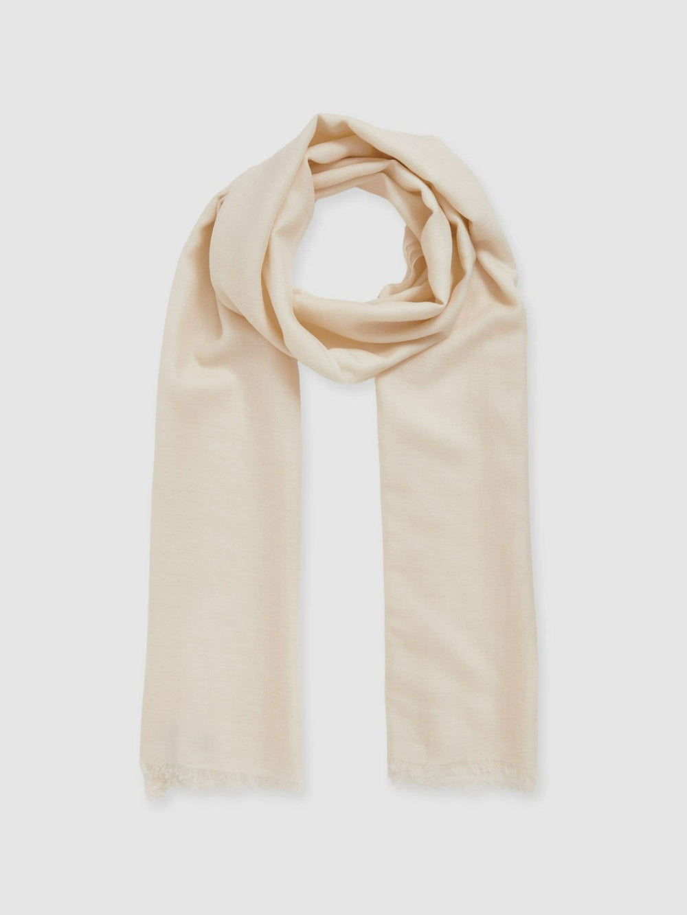 Women Wool-Cashmere Lightweight Scarf in Off White