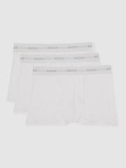 Men Three Pack Cotton Boxers in White