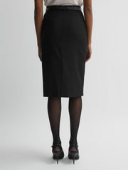 Women Petite Tailored Pencil Skirt in Black