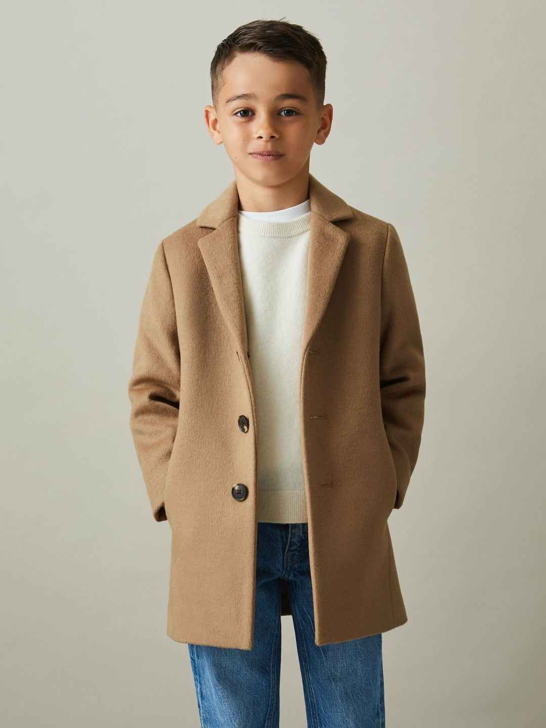 Children & Baby 13-14 yrs Single Breasted Overcoat in Camel