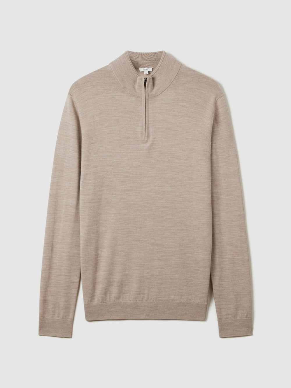 Men Merino Wool Half-Zip Jumper in Wheat Melange