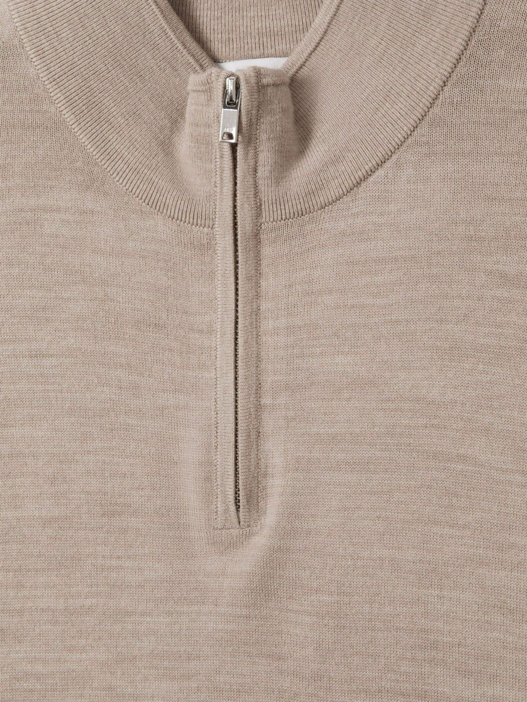 Men Merino Wool Half-Zip Jumper in Wheat Melange