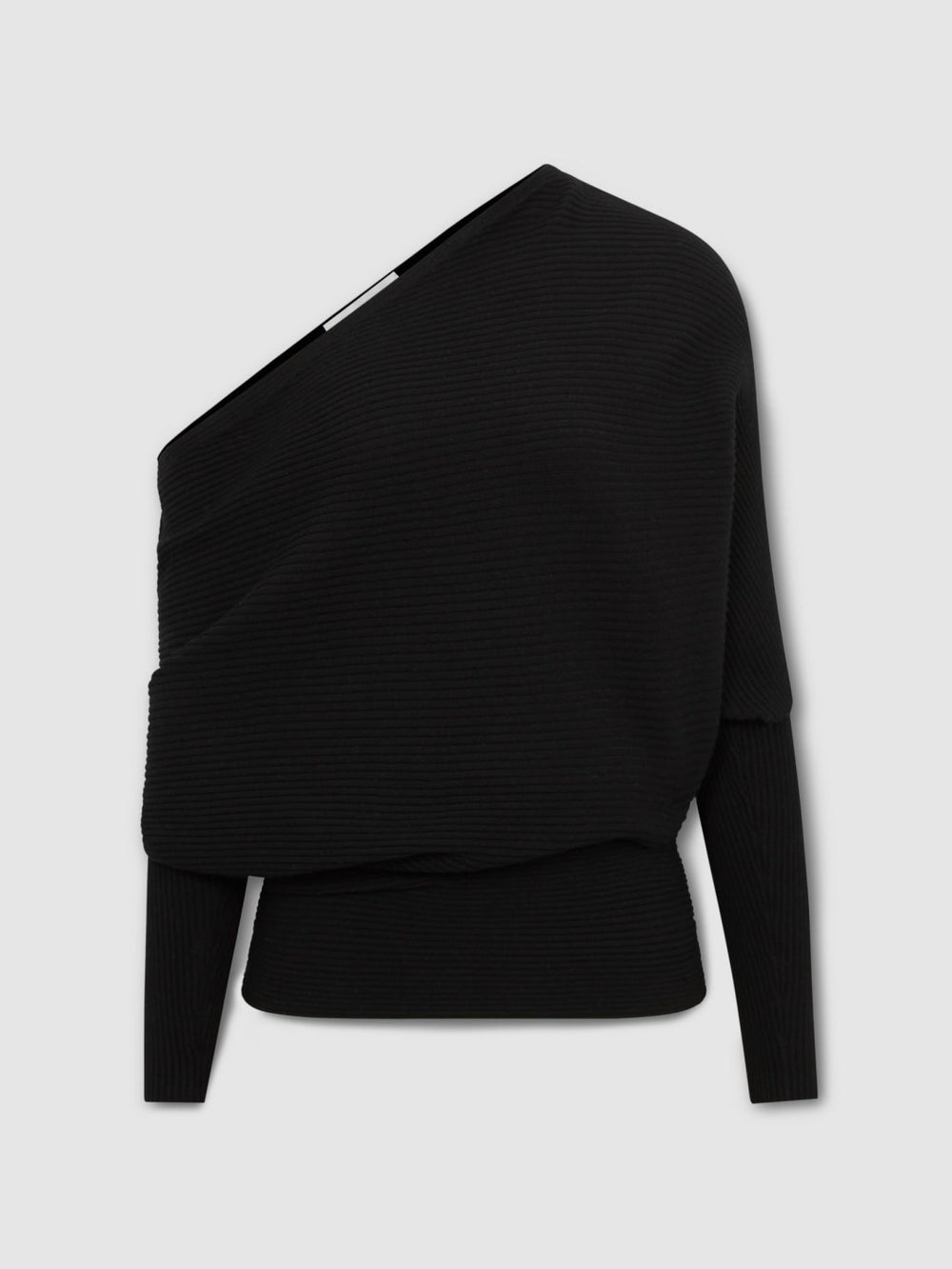 Women Asymmetric Draped Knitted Jumper in Black