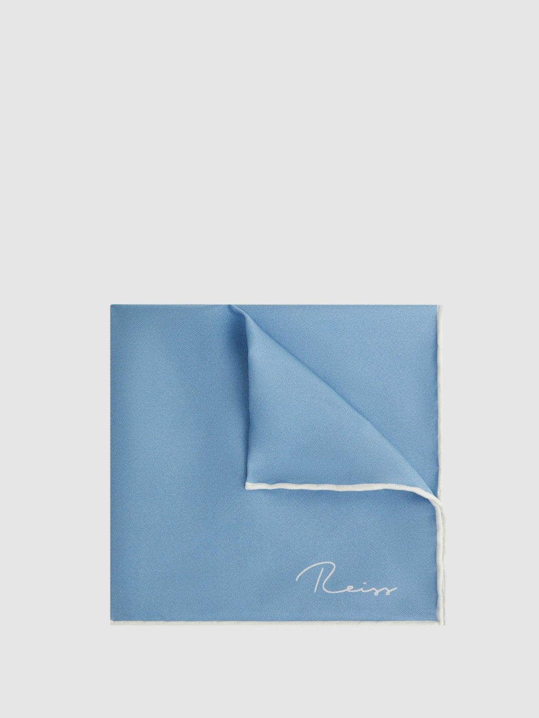 Men Plain Silk Pocket Square in Soft Blue