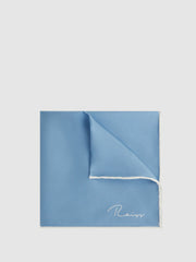 Men Plain Silk Pocket Square in Soft Blue