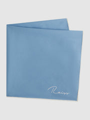 Men Plain Silk Pocket Square in Soft Blue
