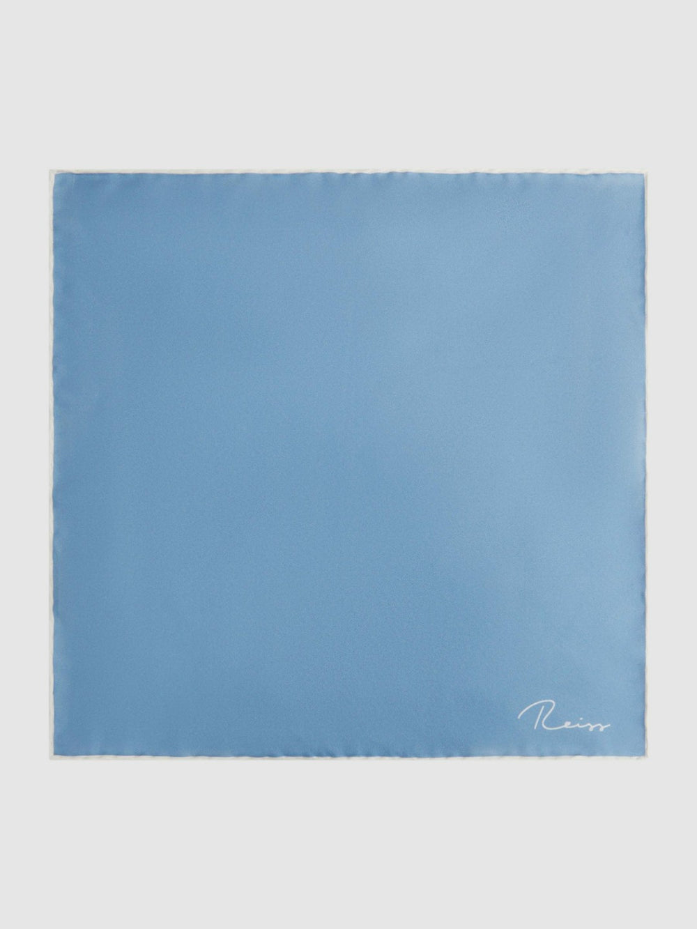 Men Plain Silk Pocket Square in Soft Blue