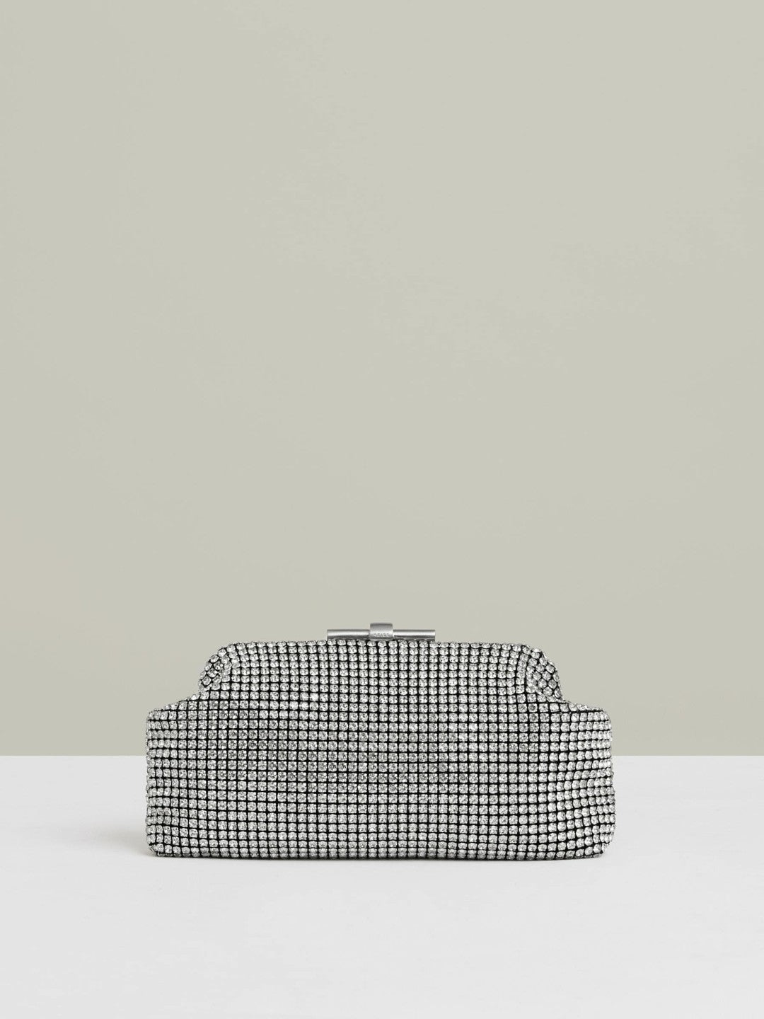 Women Embellished Clutch Bag in Silver