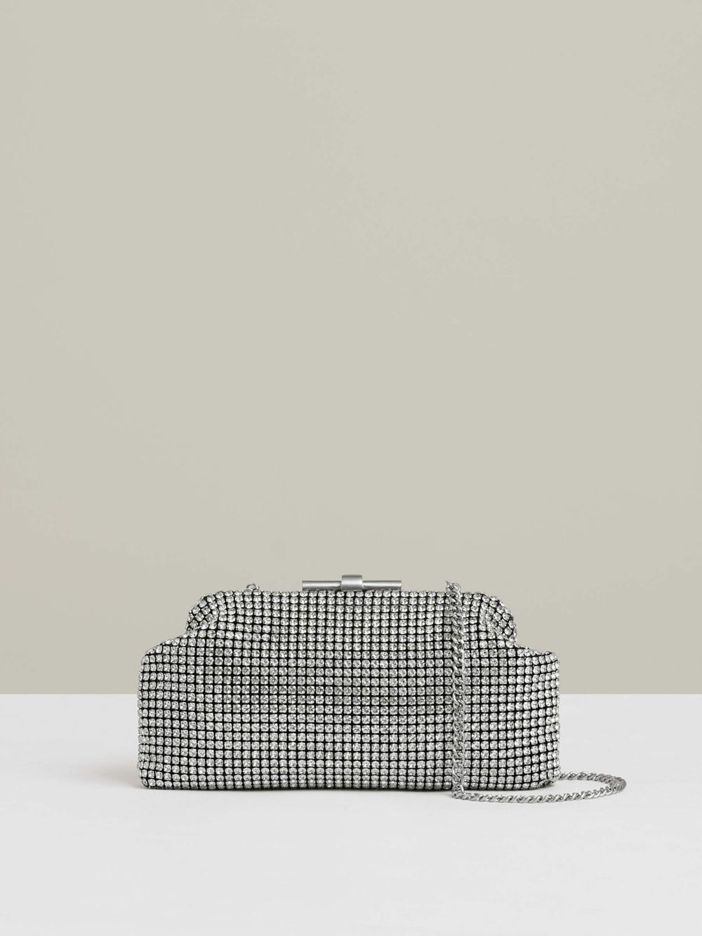 Women Embellished Clutch Bag in Silver