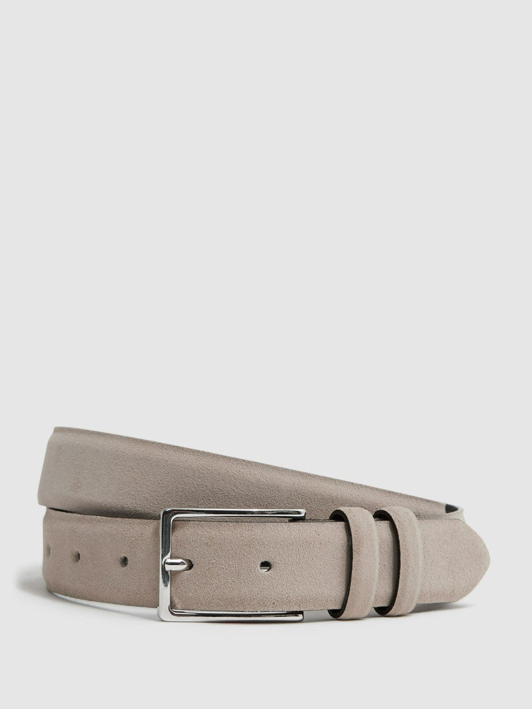 Men Suede Belt in Stone