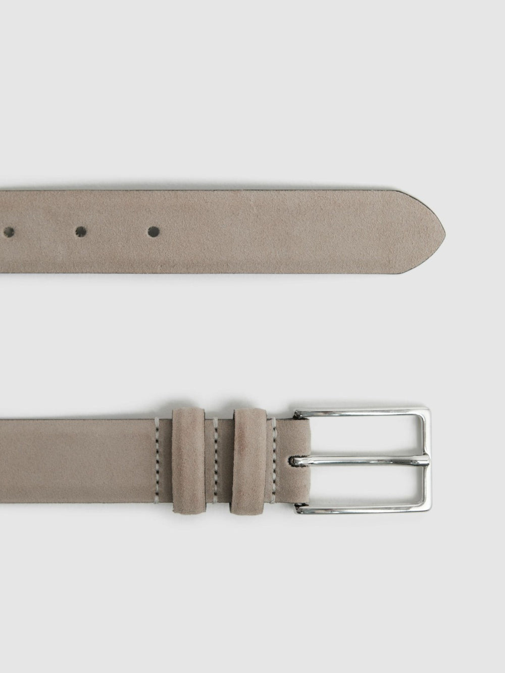 Men Suede Belt in Stone