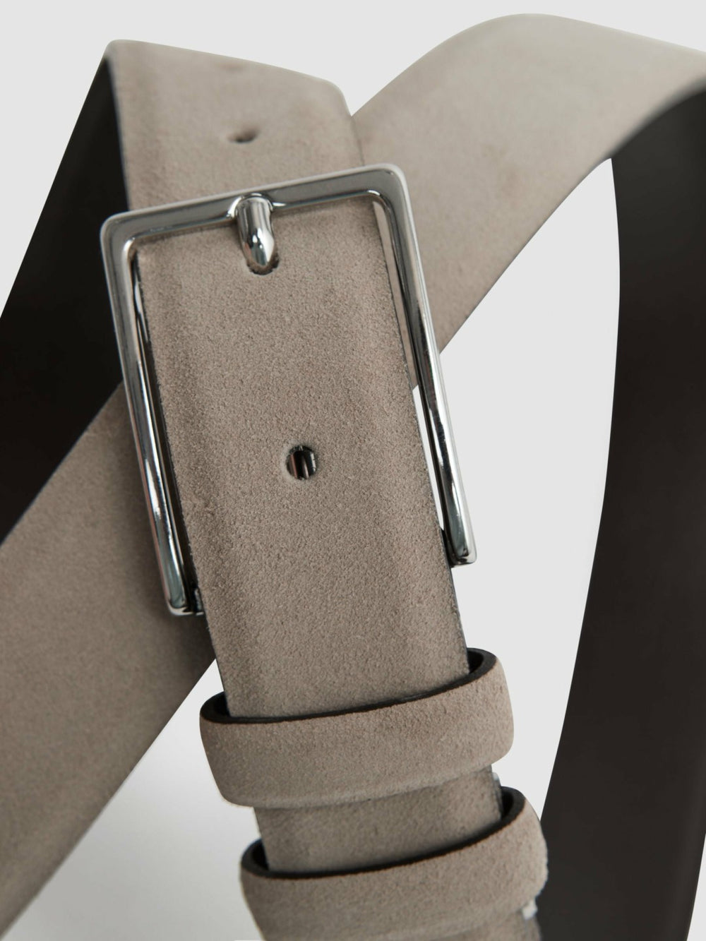 Men Suede Belt in Stone
