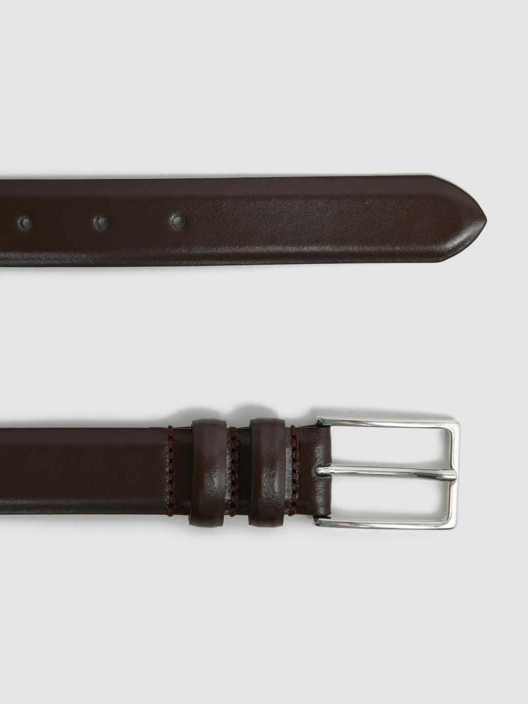 Men Smooth Leather Belt in Chocolate