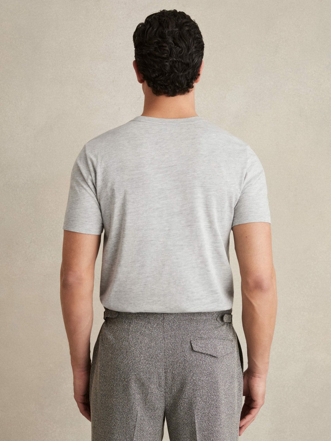 Men Cotton Crew Neck T-Shirt in Grey Marl