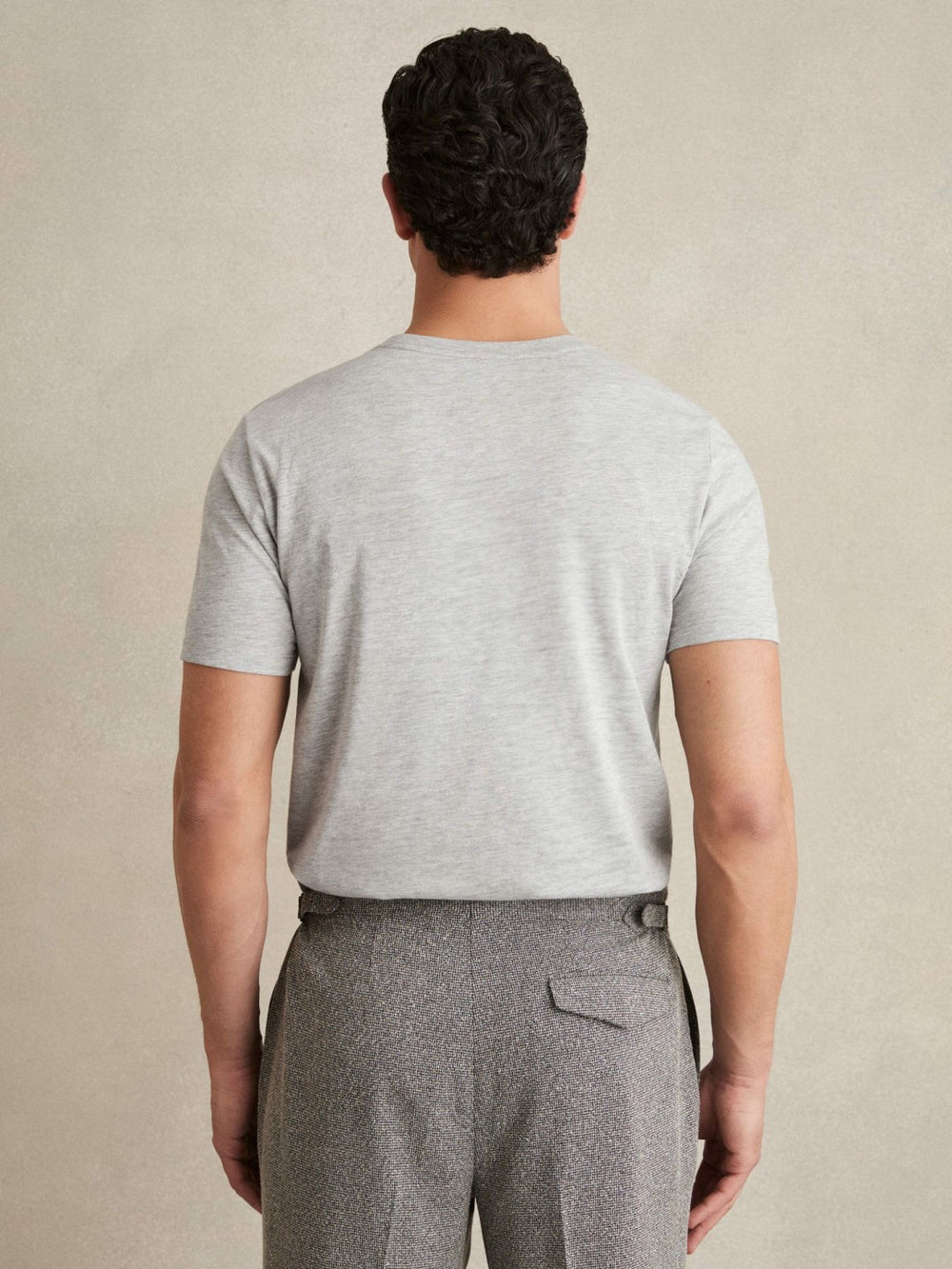 Men Cotton Crew Neck T-Shirt in Grey Marl