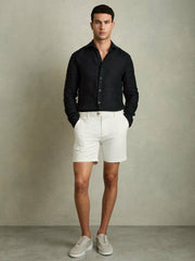 Men Short Length Casual Chino Shorts in White