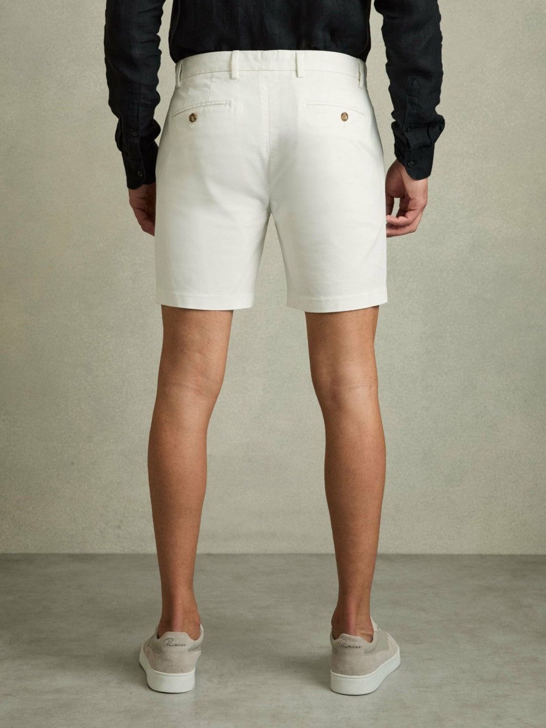 Men Short Length Casual Chino Shorts in White
