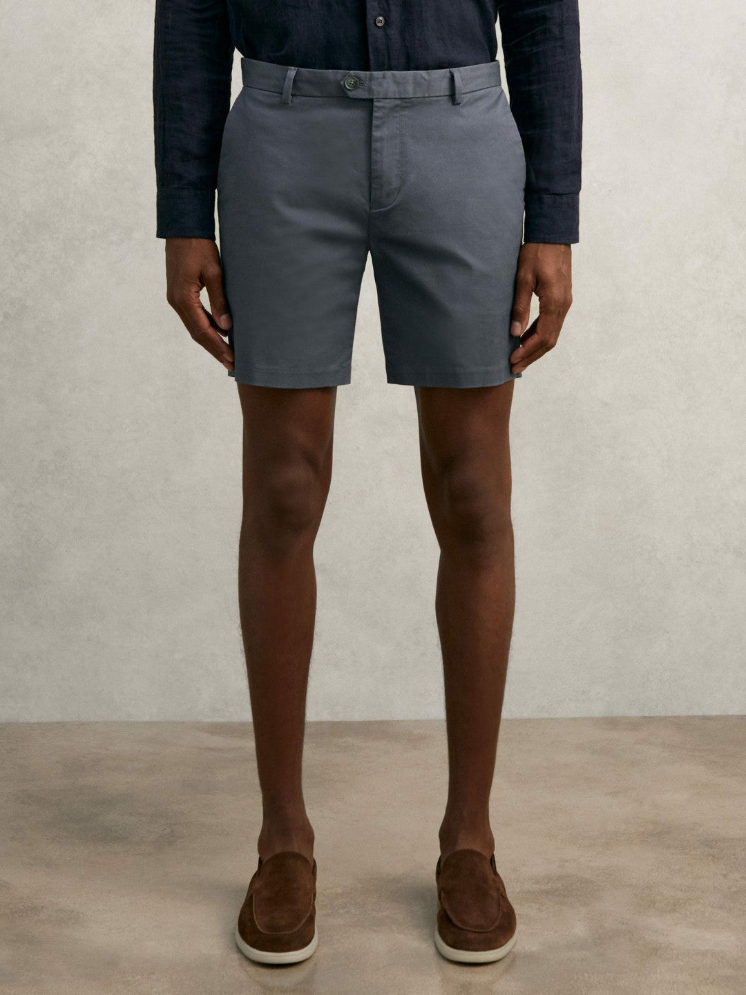 Men Short Length Casual Chino Shorts in Airforce Blue