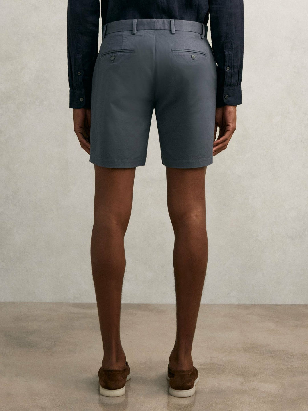 Men Short Length Casual Chino Shorts in Airforce Blue