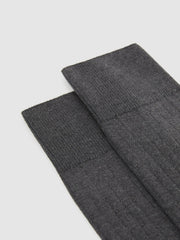 Men Ribbed Socks in Charcoal