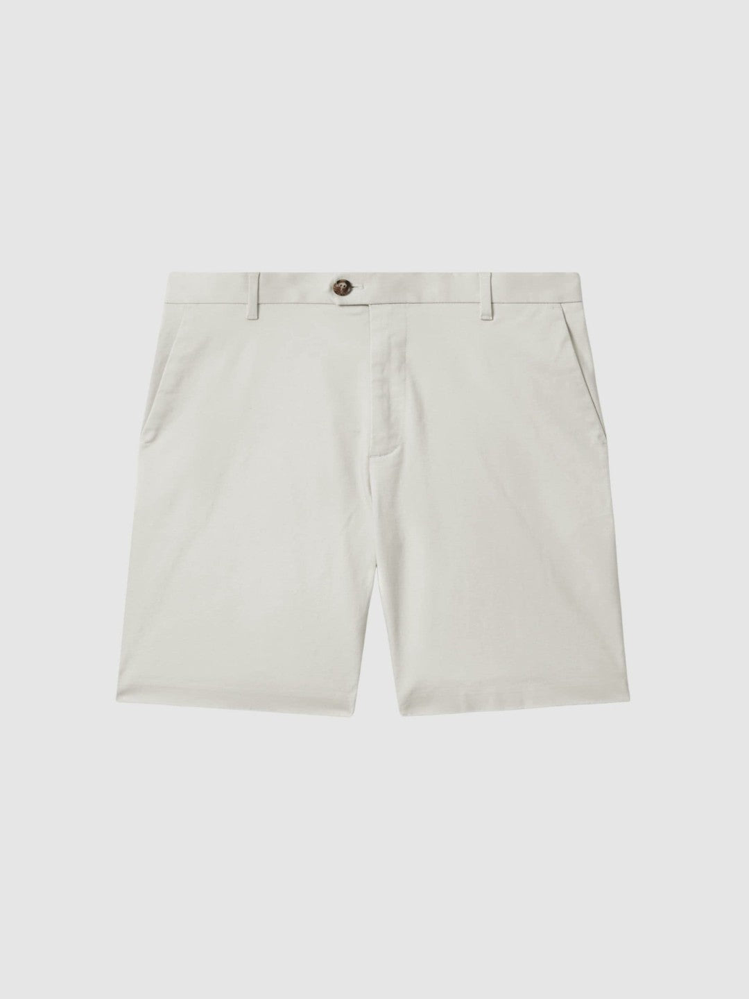 Men Cotton Chino Shorts with Stretch in Chalk